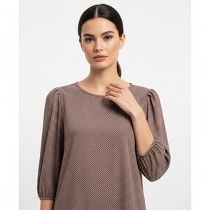 NWT $69 Adrianna Papell Size 2X Plus Top Stretch Dusty‎ Rose Blouse Shirt DIM-C